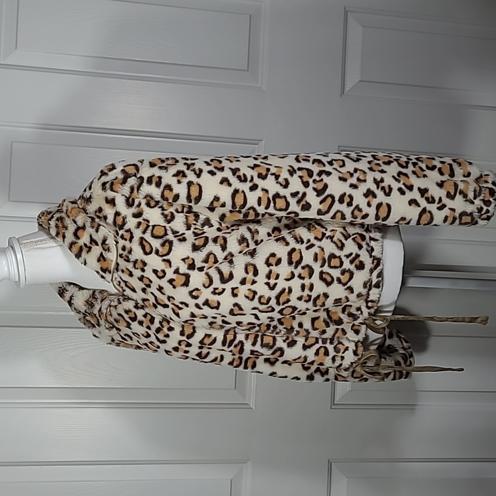 NWT Leopard Print Coat Jacket Faux Fur VS PINK & Know One Cares Large - Picture 8 of 17